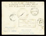 10/4 - 1/6 - 1931. Lettre avec au verso griffe encadrée noire "Raid aérien Madagascar - France avril 1931" (Raid Goulette, Salel, Boutillier et Richard). M11a Madagascar. TB