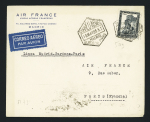 Espagne n°509 OBL CAD hexagonal "Correo aero Madrid Burdeos Paris (19.5.35) sur env. Air France (M73 Espagne). TB