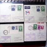 Album Safe brun-rouge contenant 143 plis d'aviation dont 2 CP de nouvel an Air France, vols Caravelle, Concorde et divers