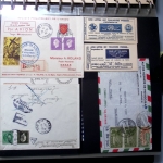 Album Safe noir contenant 201 premiers vols et plis d'aviation plupart avant 1950. Bonne base de collection. Peut être exploité sur internet