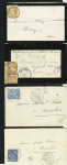 AIN : 8 lettres classiques et sage dont cursive "11 St Germain de Joux" (ind 14 - 1852) et n°28 OBL T16 Belley (1868). TB