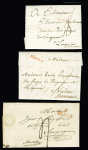 ARDENNES : 7 lettres avec double cursive "7 Charleville Mézières" et diverses MP de Sedan en rouge. TB