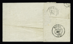 N°25 + 27 + 37 OBL étoile 16 + CAD "Paris R. de Palestro (23 sept 71) sur lettre, AFF tricolore. TB