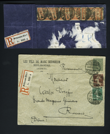 11 lettres 1872 - 1918 dont OBL fer à cheval, OBL allemandes sur TP français (1918). TB