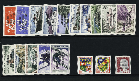 La série complète de 15 timbres surchargés ALGERIE