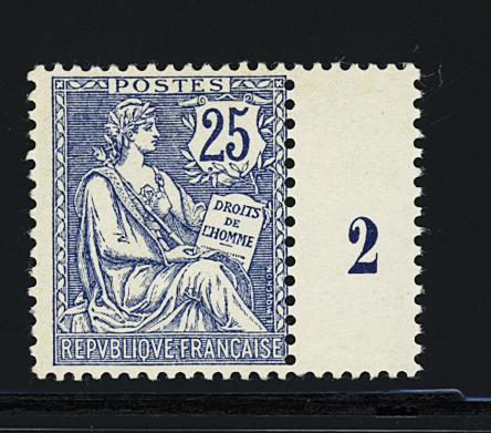 N°127 25c bleu avec bandelette millésime 2, neuf