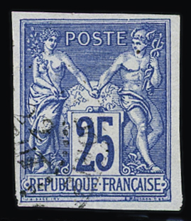 N°35 25c bleu obl. càd propre, TTB