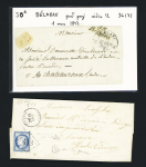 BELABRE : 8 lettres dont 2 cursives "35 Bélabre" et n°60 OBL T16 Bélabre (1 avril 1876 - 1er jour du CAD après suppression des GC). TB lot