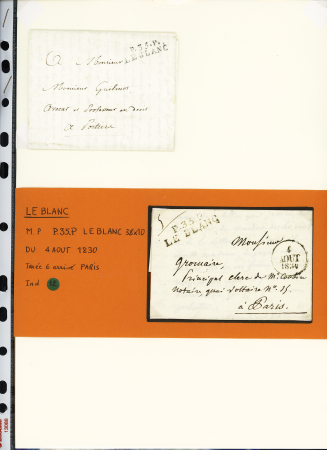 LE BLANC : 14 lettres dont P 35 P Le Blanc (29 x 9 et 38 x 10mm) et CAD 11 à 15. TB
