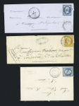 10 lettres de Chabris dont n°46 OBL T17 sur lettre avec CAD convoyeur-station "Chabris-Gièvres T. Vier" (1871 - ind 15). TB