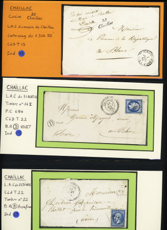 4 lettres de Chaillac dont PC et GC + T22. TB