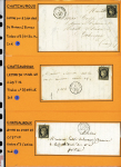 6 lettres AFF n°3 OBL grille + T15 Chateauroux (l'une AFF avec 2 exemplaires du n°3). TB
