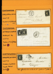 6 lettres AFF n°3 OBL grille + T15 Chateauroux (l'une AFF avec 2 exemplaires du n°3). TB