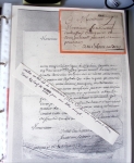 Bel album brun simili-cuir Leuchtturm avec boitier contenant 37 marques postales de Chateauroux + 6 décrets et documents dont plis de la Révolution Française. A étudier. TB