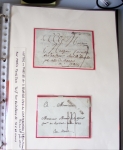 Bel album brun simili-cuir Leuchtturm avec boitier contenant 37 marques postales de Chateauroux + 6 décrets et documents dont plis de la Révolution Française. A étudier. TB