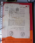 Bel album brun simili-cuir Leuchtturm avec boitier contenant 37 marques postales de Chateauroux + 6 décrets et documents dont plis de la Révolution Française. A étudier. TB