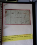 Bel album brun simili-cuir Leuchtturm avec boitier contenant 37 marques postales de Chateauroux + 6 décrets et documents dont plis de la Révolution Française. A étudier. TB