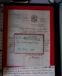 Bel album brun simili-cuir Leuchtturm avec boitier contenant 37 marques postales de Chateauroux + 6 décrets et documents dont plis de la Révolution Française. A étudier. TB