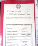 Bel album brun simili-cuir Leuchtturm avec boitier contenant 37 marques postales de Chateauroux + 6 décrets et documents dont plis de la Révolution Française. A étudier. TB