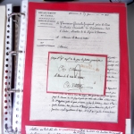 Bel album brun simili-cuir Leuchtturm avec boitier contenant 71 plis de ou pour Chateauroux avec MP et CAD dont lettre pour Chateauroux avec MP ronde "Bureau français Rome", 3 MP rouges "P 35 P Chateauroux", 2 franchise