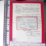 Bel album brun simili-cuir Leuchtturm avec boitier contenant 71 plis de ou pour Chateauroux avec MP et CAD dont lettre pour Chateauroux avec MP ronde "Bureau français Rome", 3 MP rouges "P 35 P Chateauroux", 2 franchise