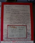 Bel album brun simili-cuir Leuchtturm avec boitier contenant 71 plis de ou pour Chateauroux avec MP et CAD dont lettre pour Chateauroux avec MP ronde "Bureau français Rome", 3 MP rouges "P 35 P Chateauroux", 2 franchise