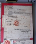 Bel album brun simili-cuir Leuchtturm avec boitier contenant 71 plis de ou pour Chateauroux avec MP et CAD dont lettre pour Chateauroux avec MP ronde "Bureau français Rome", 3 MP rouges "P 35 P Chateauroux", 2 franchise
