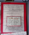 Bel album brun simili-cuir Leuchtturm avec boitier contenant 71 plis de ou pour Chateauroux avec MP et CAD dont lettre pour Chateauroux avec MP ronde "Bureau français Rome", 3 MP rouges "P 35 P Chateauroux", 2 franchise