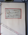 Bel album brun simili-cuir Leuchtturm avec boitier contenant 71 plis de ou pour Chateauroux avec MP et CAD dont lettre pour Chateauroux avec MP ronde "Bureau français Rome", 3 MP rouges "P 35 P Chateauroux", 2 franchise