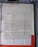 Bel album brun simili-cuir Leuchtturm avec boitier contenant 71 plis de ou pour Chateauroux avec MP et CAD dont lettre pour Chateauroux avec MP ronde "Bureau français Rome", 3 MP rouges "P 35 P Chateauroux", 2 franchise