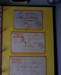 Bel album brun simili-cuir Leuchtturm avec boitier contenant 71 plis de ou pour Chateauroux avec MP et CAD dont lettre pour Chateauroux avec MP ronde "Bureau français Rome", 3 MP rouges "P 35 P Chateauroux", 2 franchise