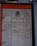 Bel album brun simili-cuir Leuchtturm avec boitier contenant 71 plis de ou pour Chateauroux avec MP et CAD dont lettre pour Chateauroux avec MP ronde "Bureau français Rome", 3 MP rouges "P 35 P Chateauroux", 2 franchise