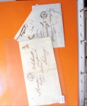 Bel album brun simili-cuir Leuchtturm avec boitier contenant 71 plis de ou pour Chateauroux avec MP et CAD dont lettre pour Chateauroux avec MP ronde "Bureau français Rome", 3 MP rouges "P 35 P Chateauroux", 2 franchise
