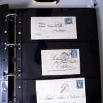 Bel album brun simili-cuir Leuchtturm contenant 87 lettres classiques affranchies de Chateauroux dont 2 AFF n°10, 3 AFF n°17, avec timbres-taxe carrés, 5 AFF Bordeaux, convoyeurs-stations etc. TB