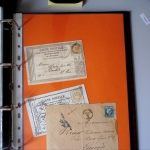 Bel album brun simili-cuir Leuchtturm contenant 87 lettres classiques affranchies de Chateauroux dont 2 AFF n°10, 3 AFF n°17, avec timbres-taxe carrés, 5 AFF Bordeaux, convoyeurs-stations etc. TB