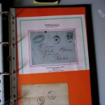 Bel album brun simili-cuir Leuchtturm contenant 87 lettres classiques affranchies de Chateauroux dont 2 AFF n°10, 3 AFF n°17, avec timbres-taxe carrés, 5 AFF Bordeaux, convoyeurs-stations etc. TB