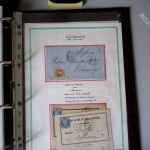 Bel album brun simili-cuir Leuchtturm contenant 87 lettres classiques affranchies de Chateauroux dont 2 AFF n°10, 3 AFF n°17, avec timbres-taxe carrés, 5 AFF Bordeaux, convoyeurs-stations etc. TB