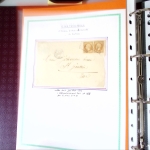 Bel album brun simili-cuir Leuchtturm contenant 87 lettres classiques affranchies de Chateauroux dont 2 AFF n°10, 3 AFF n°17, avec timbres-taxe carrés, 5 AFF Bordeaux, convoyeurs-stations etc. TB
