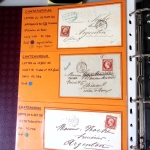 Bel album brun simili-cuir Leuchtturm contenant 87 lettres classiques affranchies de Chateauroux dont 2 AFF n°10, 3 AFF n°17, avec timbres-taxe carrés, 5 AFF Bordeaux, convoyeurs-stations etc. TB