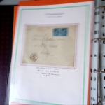 Bel album brun simili-cuir Leuchtturm contenant 87 lettres classiques affranchies de Chateauroux dont 2 AFF n°10, 3 AFF n°17, avec timbres-taxe carrés, 5 AFF Bordeaux, convoyeurs-stations etc. TB