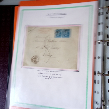 Bel album brun simili-cuir Leuchtturm contenant 87 lettres classiques affranchies de Chateauroux dont 2 AFF n°10, 3 AFF n°17, avec timbres-taxe carrés, 5 AFF Bordeaux, convoyeurs-stations etc. TB