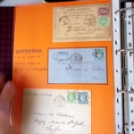 Bel album brun simili-cuir Leuchtturm contenant 87 lettres classiques affranchies de Chateauroux dont 2 AFF n°10, 3 AFF n°17, avec timbres-taxe carrés, 5 AFF Bordeaux, convoyeurs-stations etc. TB