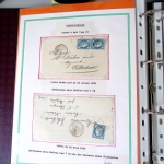 Bel album brun simili-cuir Leuchtturm contenant 87 lettres classiques affranchies de Chateauroux dont 2 AFF n°10, 3 AFF n°17, avec timbres-taxe carrés, 5 AFF Bordeaux, convoyeurs-stations etc. TB