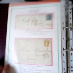Bel album brun simili-cuir Leuchtturm contenant 87 lettres classiques affranchies de Chateauroux dont 2 AFF n°10, 3 AFF n°17, avec timbres-taxe carrés, 5 AFF Bordeaux, convoyeurs-stations etc. TB