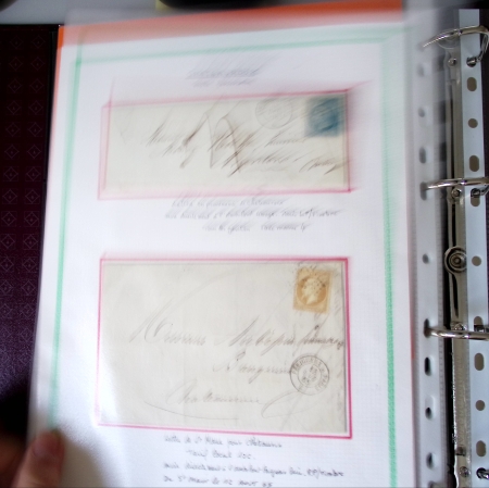 Bel album brun simili-cuir Leuchtturm contenant 87 lettres classiques affranchies de Chateauroux dont 2 AFF n°10, 3 AFF n°17, avec timbres-taxe carrés, 5 AFF Bordeaux, convoyeurs-stations etc. TB