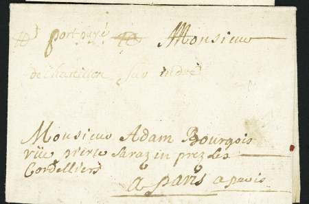 MP manuscrite "Port Payé de Chatillon sur Indre" (L n°1 - 1731). TB