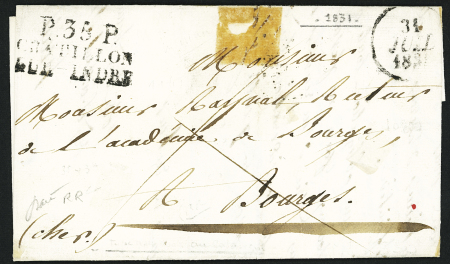 MP "P 35 P Chatillon sur Indre" sur 3 lignes (35 x 17mm), trace de scotch n'affectant pas la marque postale (1831) sinon RR et TB, ind 23