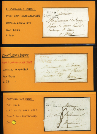 19 plis avec marques postales et lettre affranchies de Chatillon sur Indre dont 2 ports payés 41 x 17mm, boites rurales etc. Joli lot