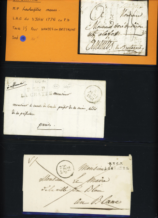 42 plis de La Châtre dont ports payés, lettres affranchies (dont 2 BM dans un ovale). Bel ensemble