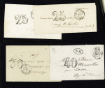 42 plis de La Châtre dont ports payés, lettres affranchies (dont 2 BM dans un ovale). Bel ensemble